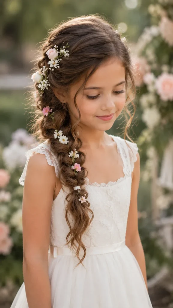 Side Braid with Flowers