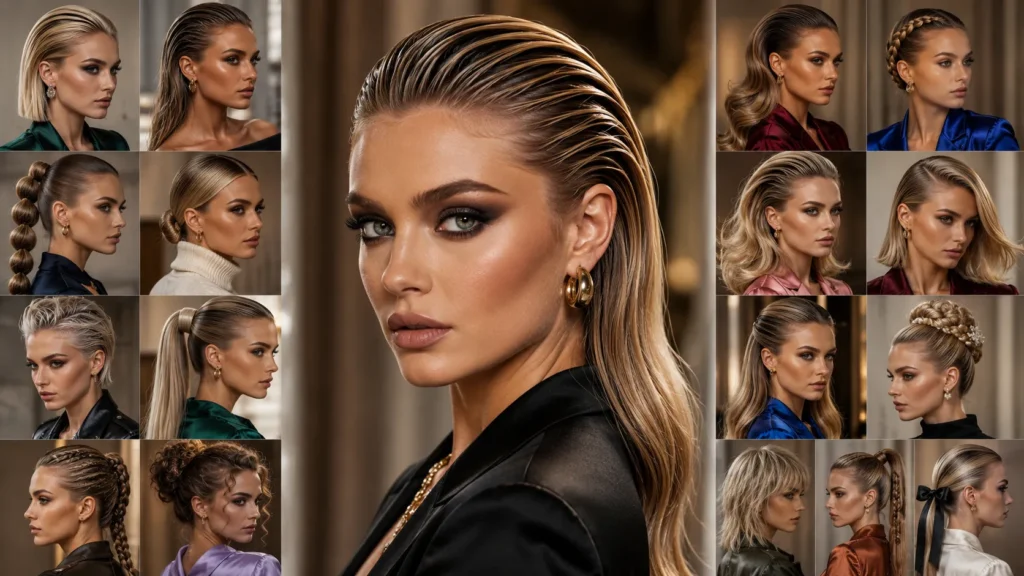 16. Half-Up Slick Glam Style