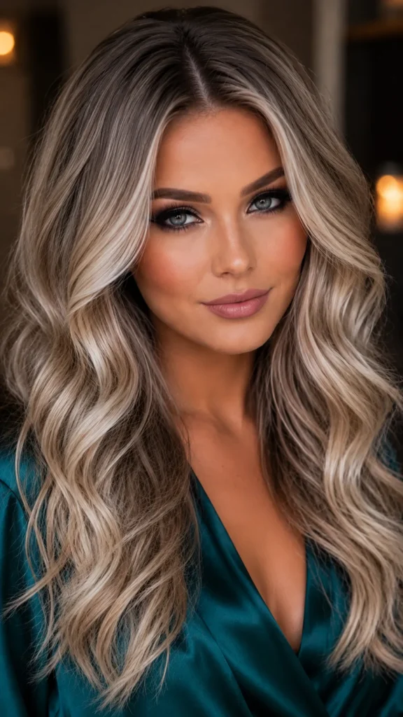 Ash Blonde Balayage on Wavy Hair
