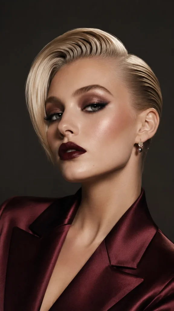 Editorial Side-Swept Slick Hair