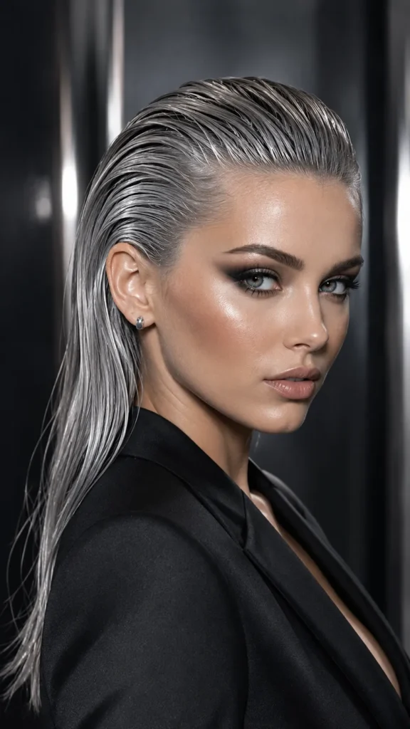 Liquid Metal Silver Slick Back