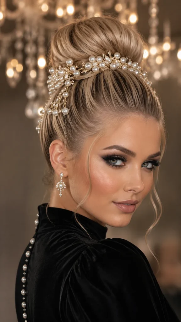 Sleek High Bun with Hair Jewelry