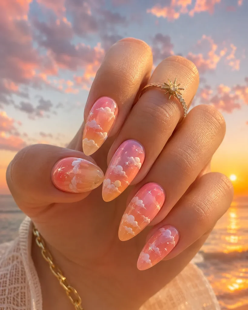 Sunset Cloud Nails