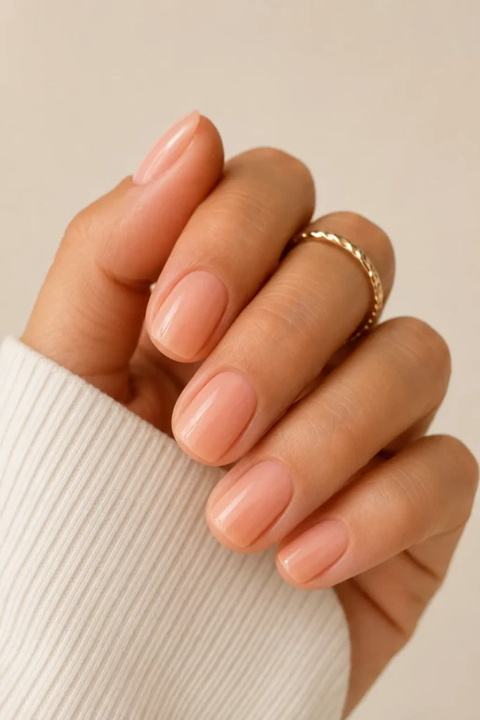 Soft Peach Nude Nails