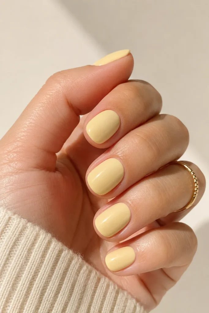 Butter Yellow Minimal Nails