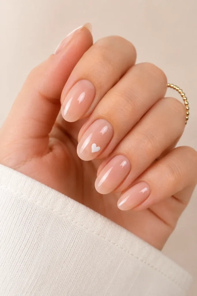 Tiny Heart Accent Nails