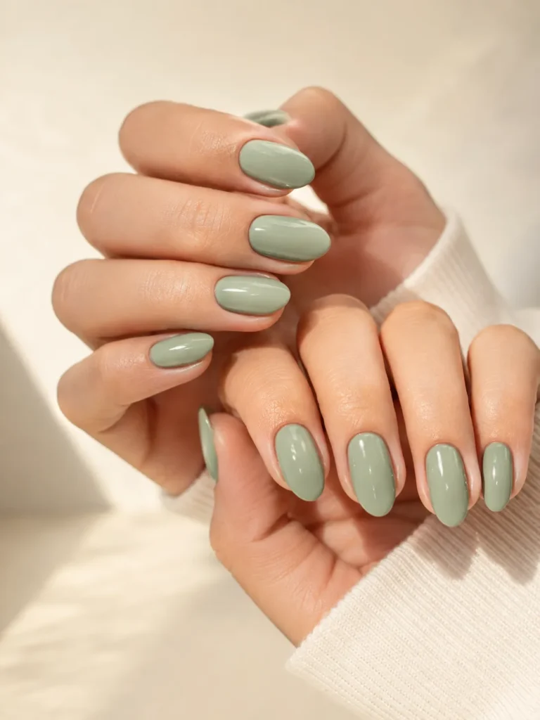 Soft Sage Green Nails