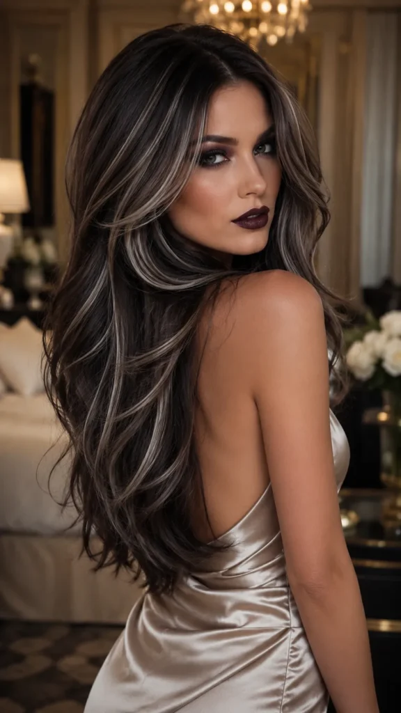 Chocolate Brown with Silver Ribbons
