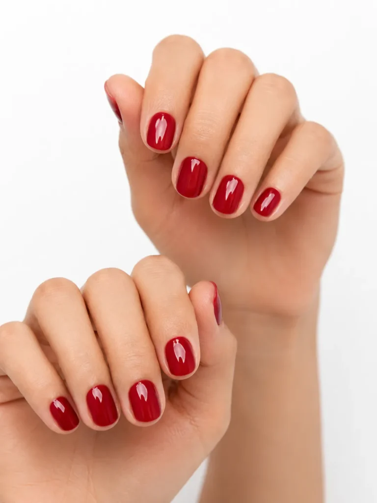 Glossy Cherry Red Nails