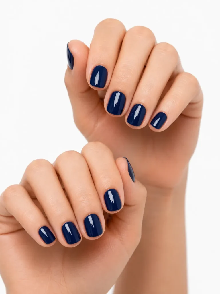 Blue Glitter Accent Nails