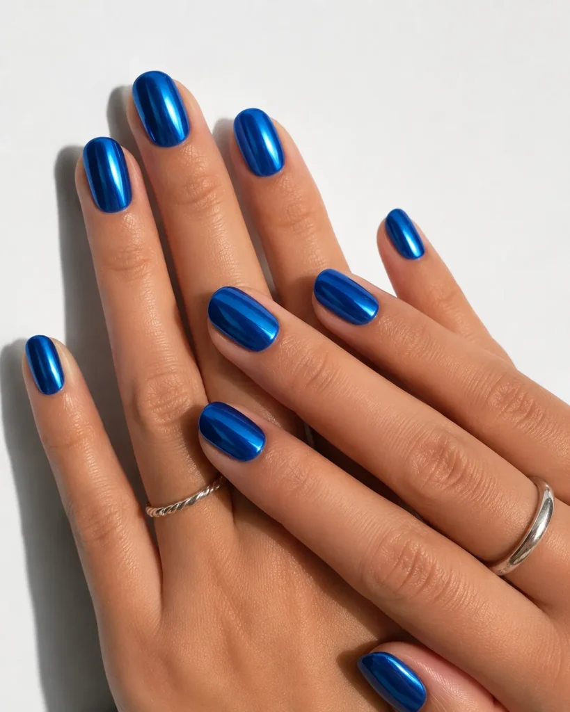 Navy Blue Short Nails