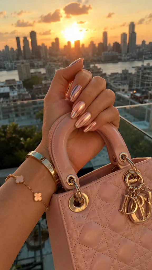 Rosé Gold Chrome Nails