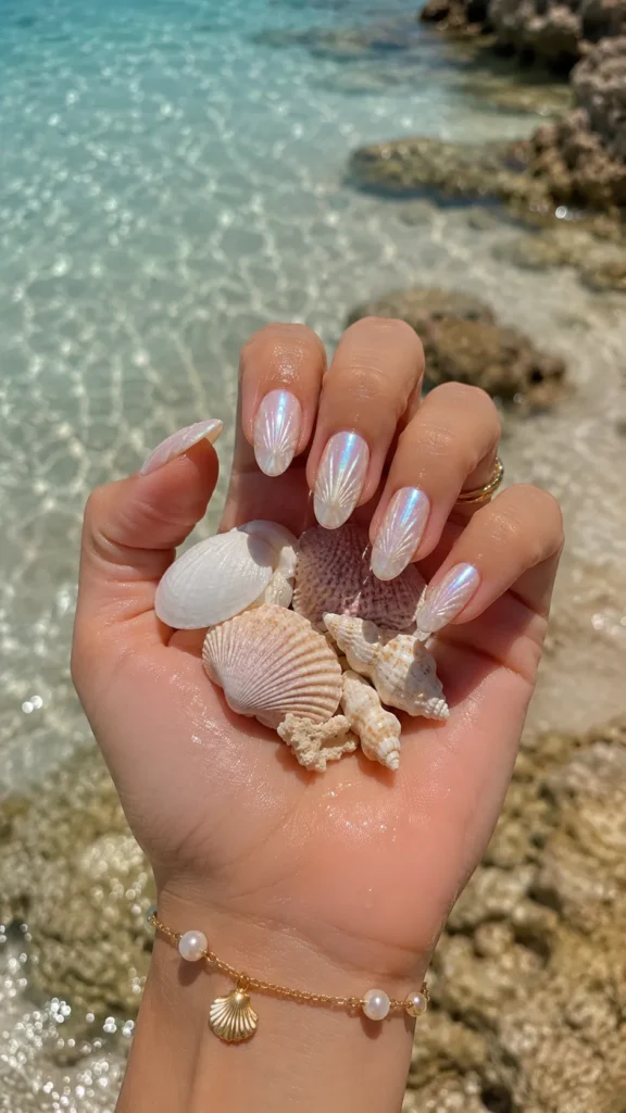 Seashell Pearl Nails