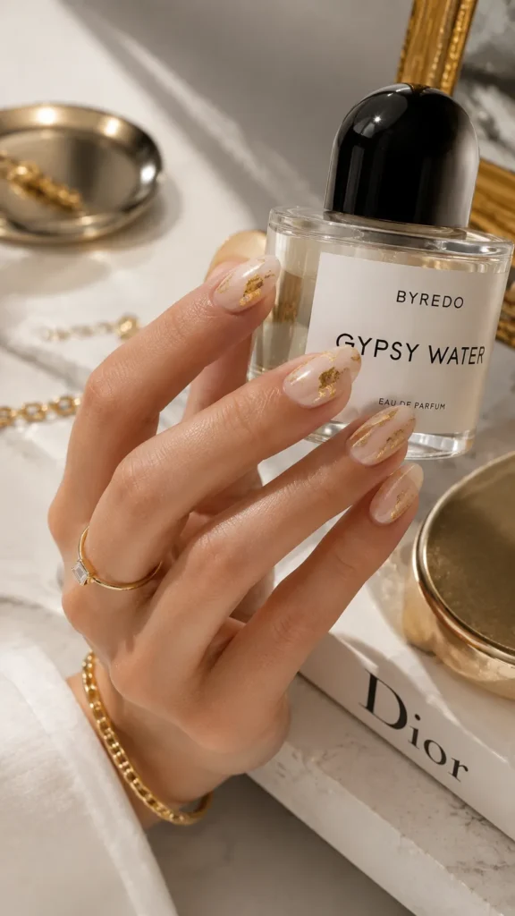 Gold Foil Accent Nails