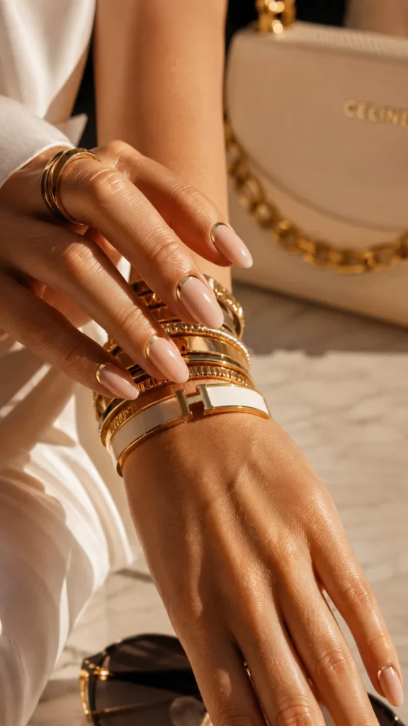 Gold Cuticle Outline Nails