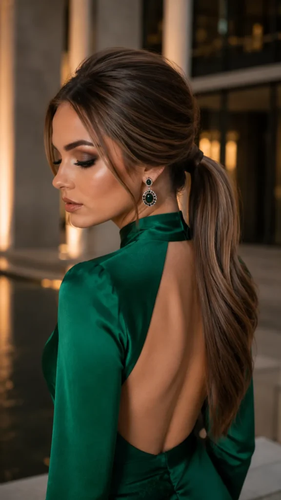 Sleek Low Ponytail with Volume Crown