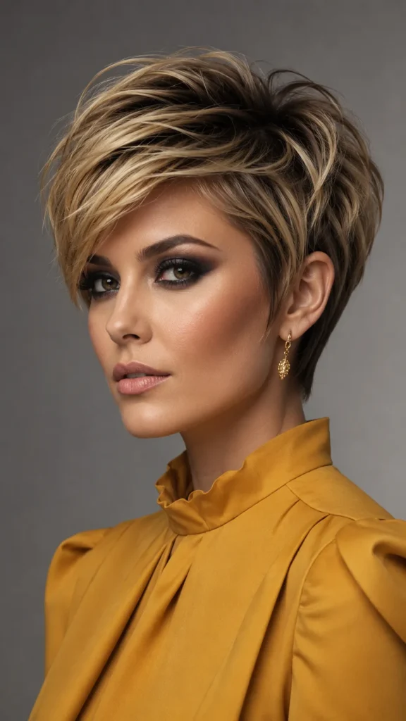 Textured Pixie with Long Crown Layers