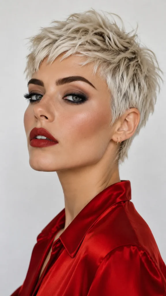 Icy Blonde Choppy Pixie