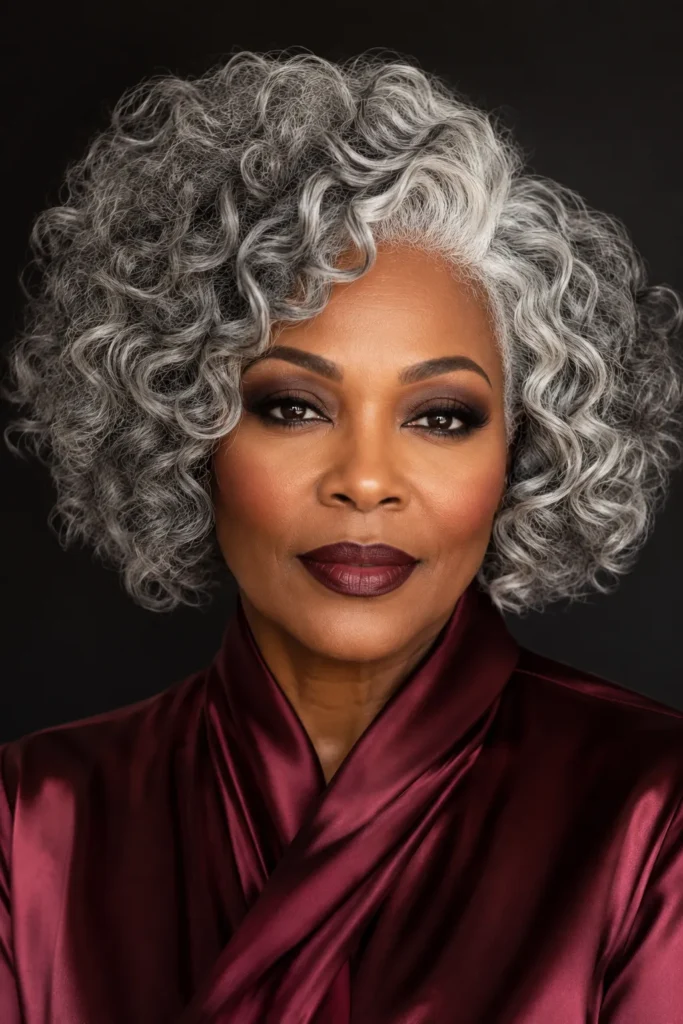 Full Gray Curly Bob