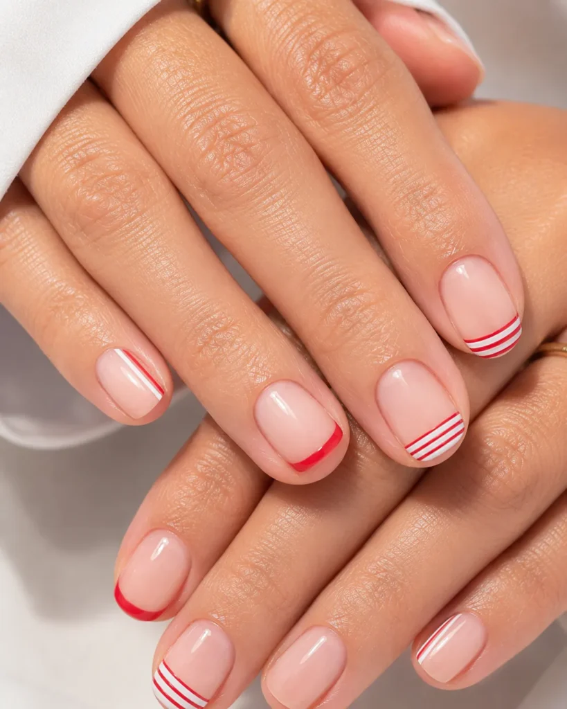 Red and White Stripe Details