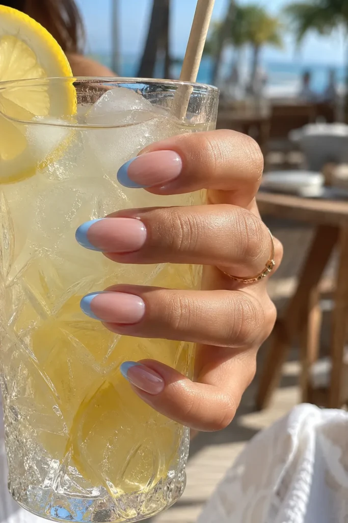  Soft Blue French Tips
