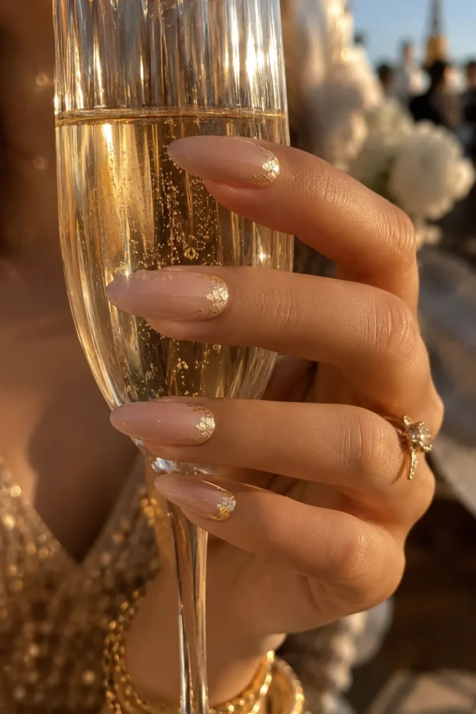 Gold Foil Nude Nails