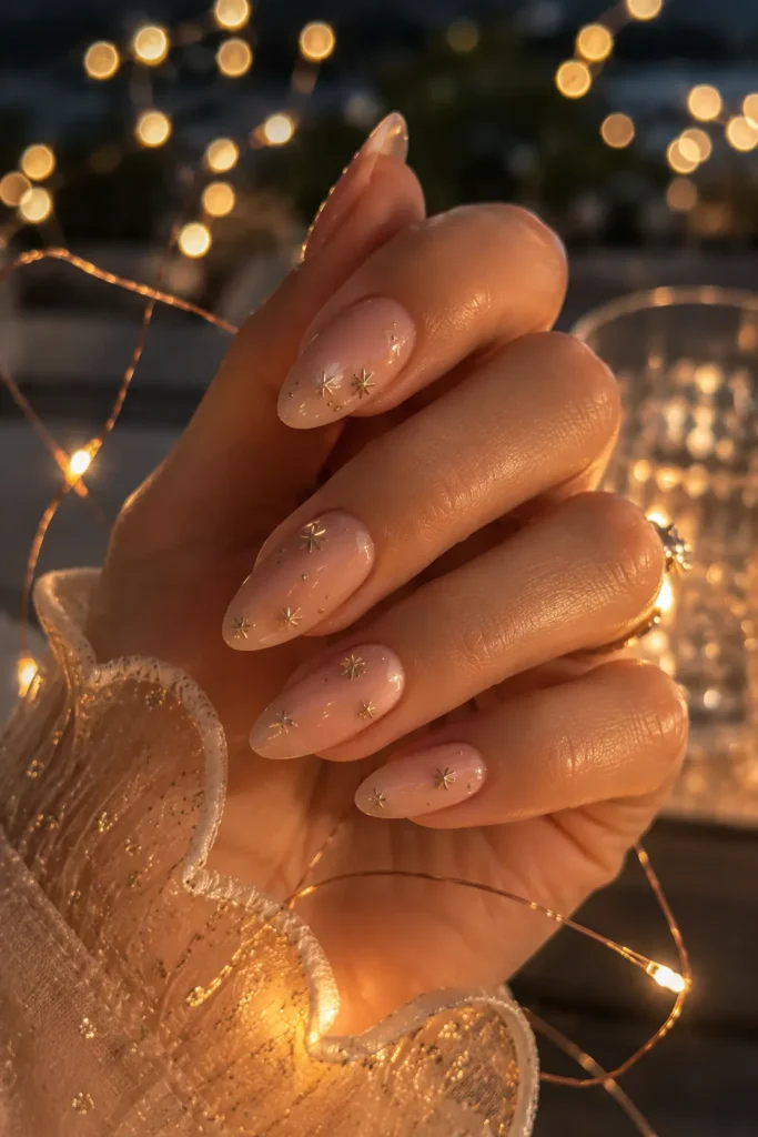 Nude Nails with Tiny Star Details
