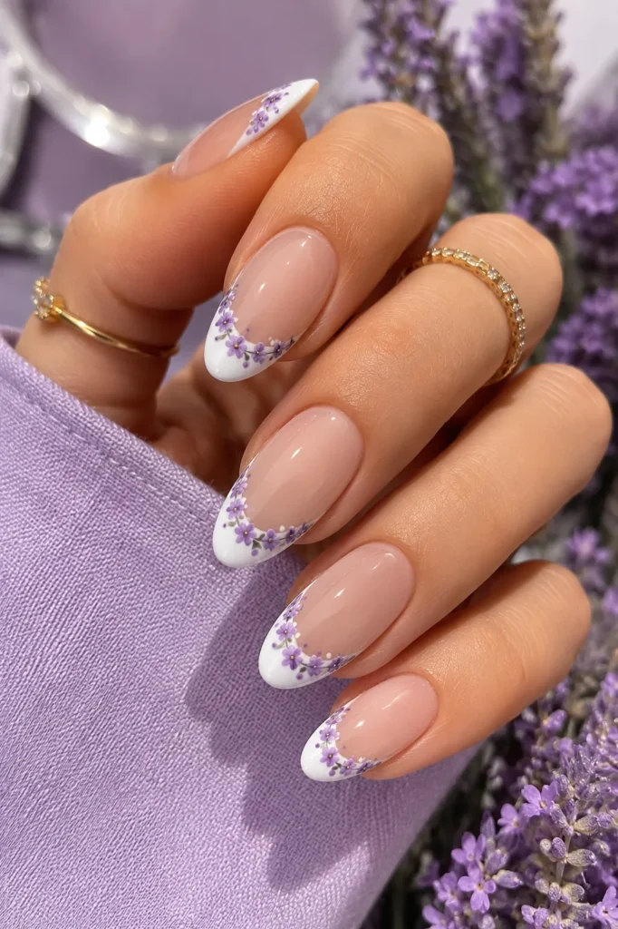 Lavender Floral French Manicure