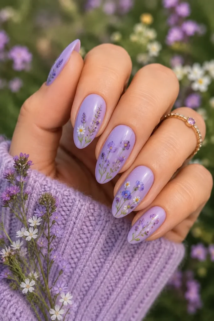Purple Wildflower Nails
