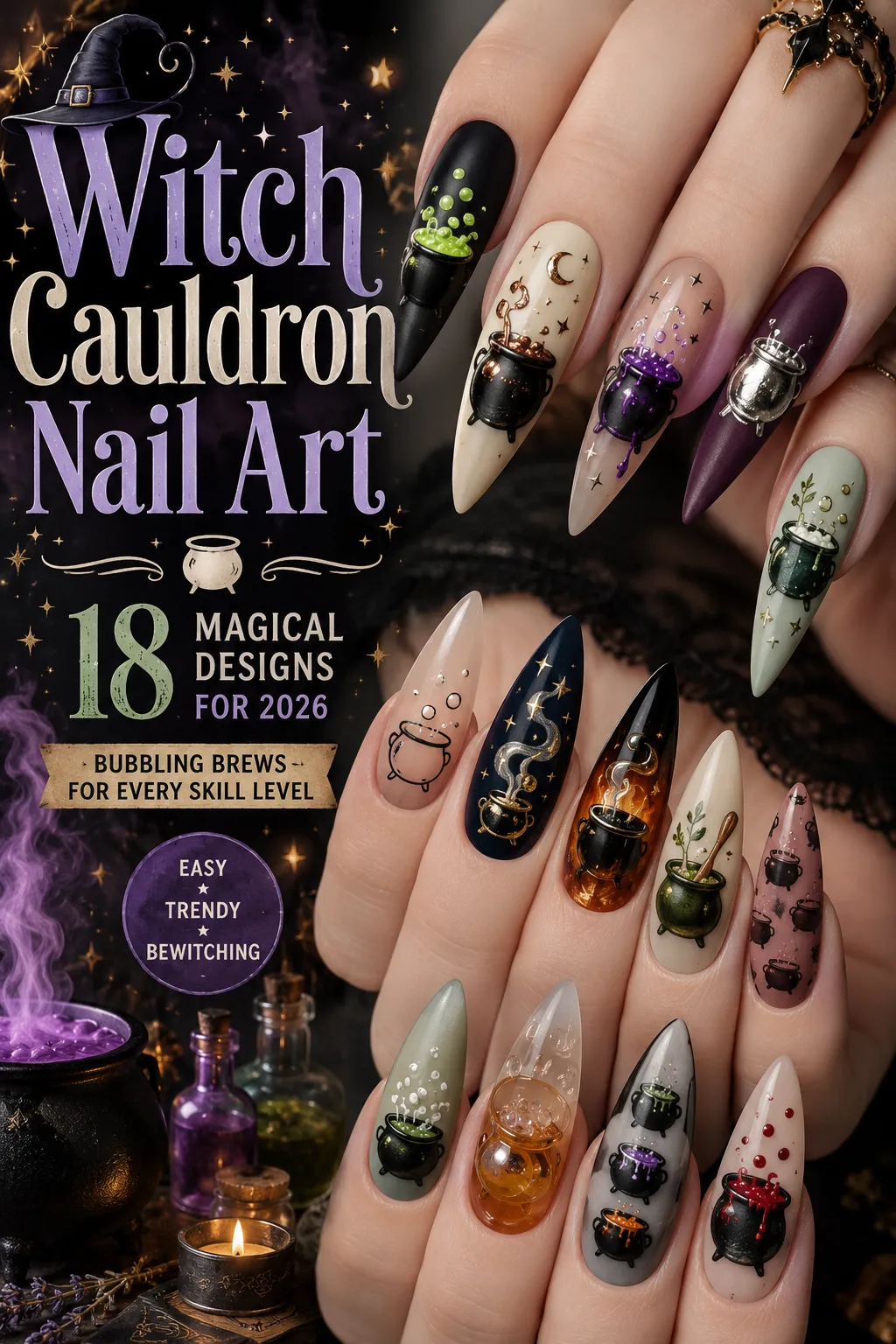 Witch Cauldron Nail Art Designs