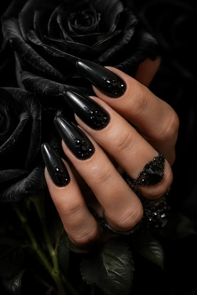 Black Crystal Spell Nails