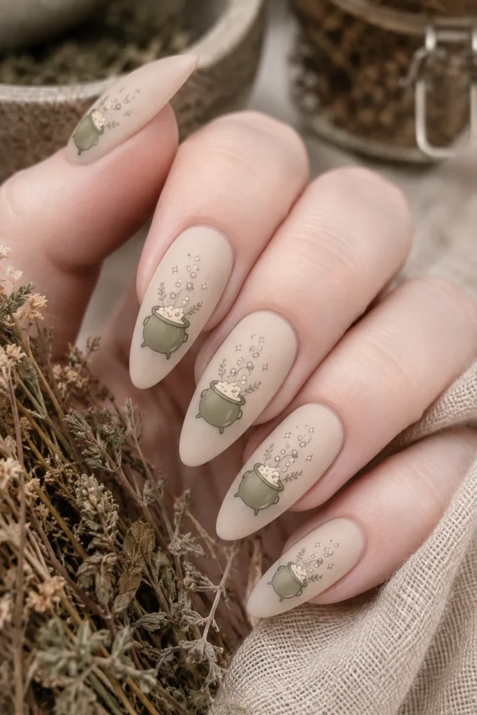 Pastel Cauldron in Sage and Cream
