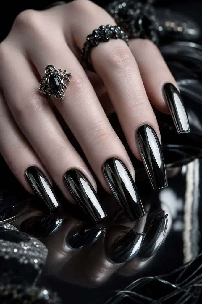 Black Chrome Mirror Nails