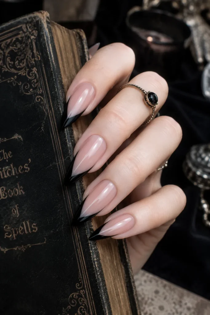 Midnight Black French Tips