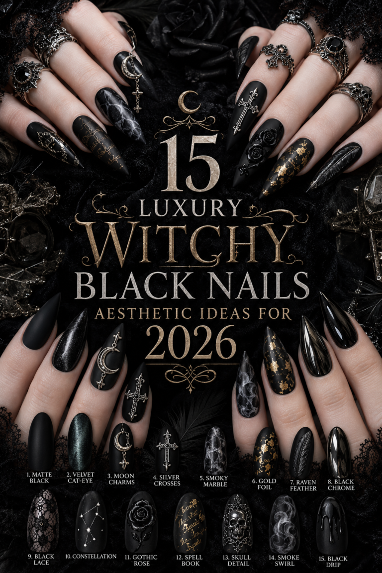witchy black nails aesthetic