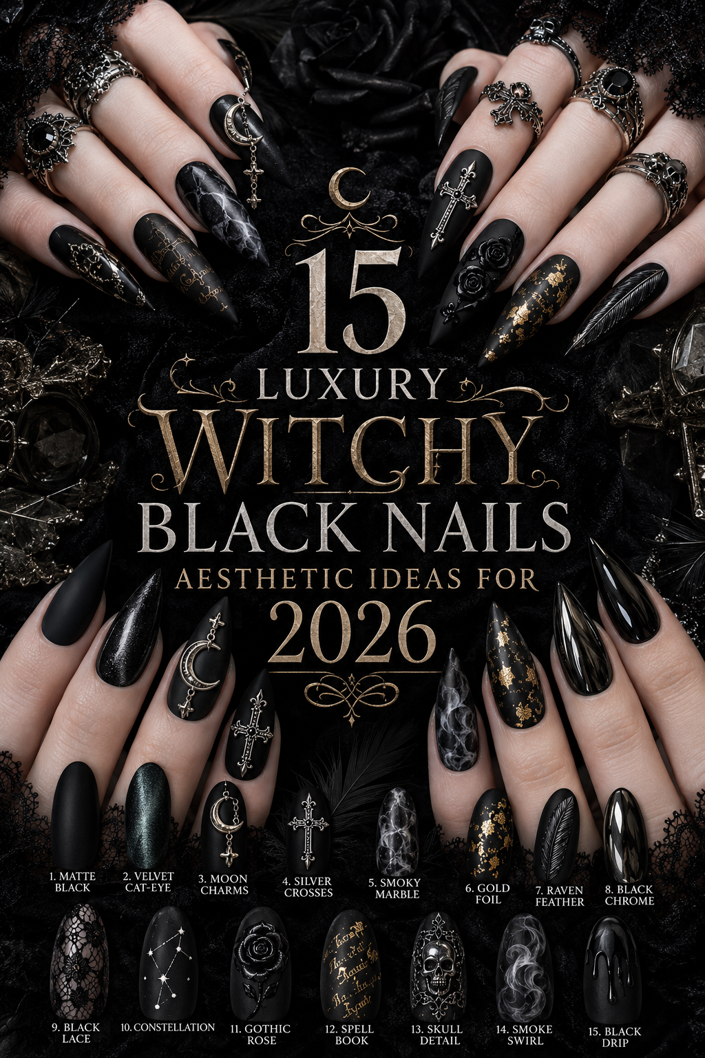 witchy black nails aesthetic