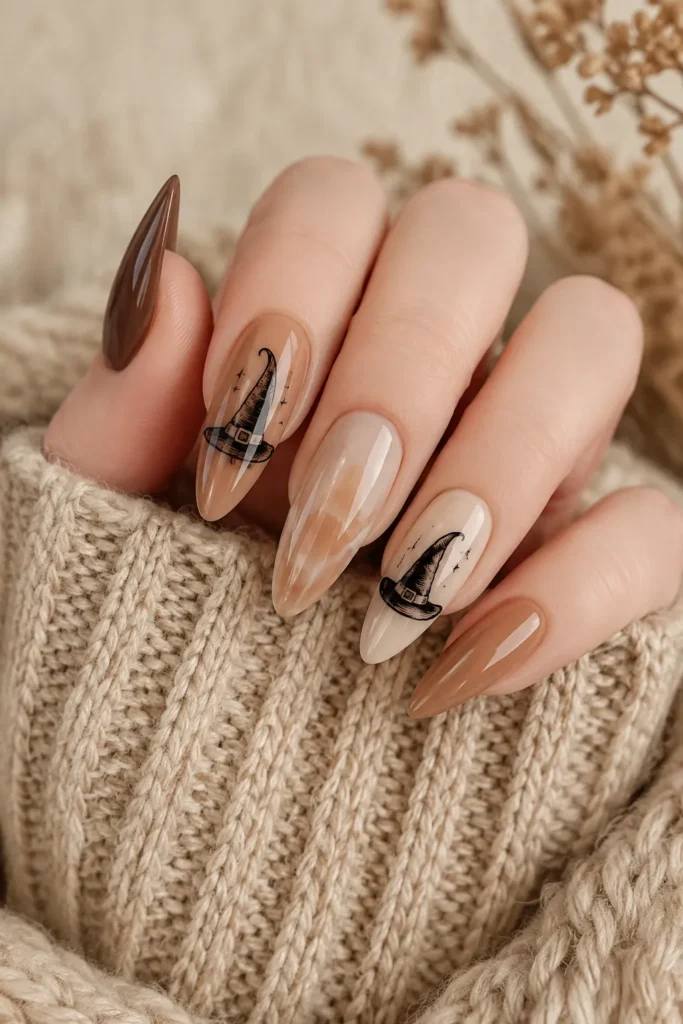  Mocha Latte Witch Hat Manicure