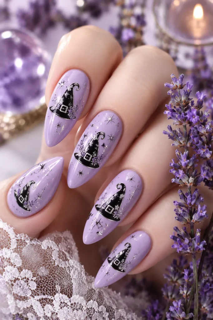 Soft Lavender Witch Hat Nails