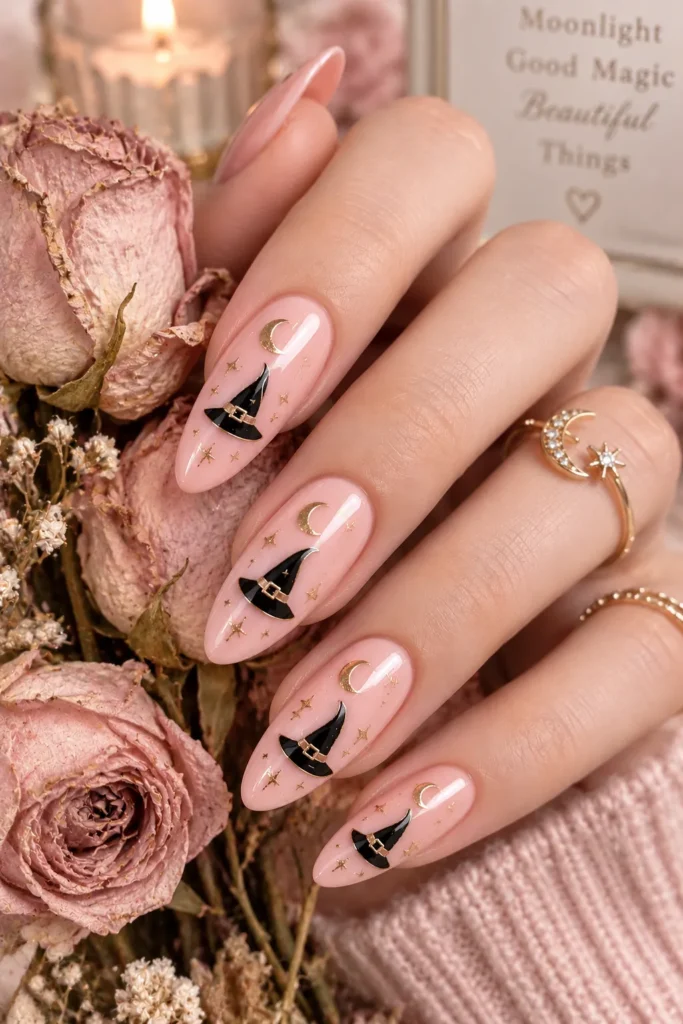 10. Blush Pink Moonlit Witch Nails