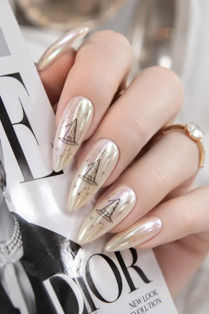 Vanilla Chrome Witch Hat Nails