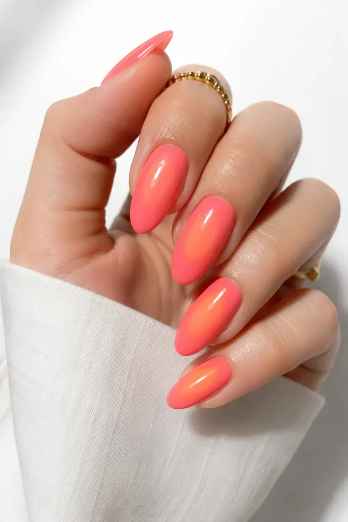Tropical Coral Aura Nails