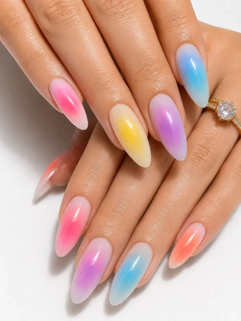 Rainbow Aura Ombre Nails