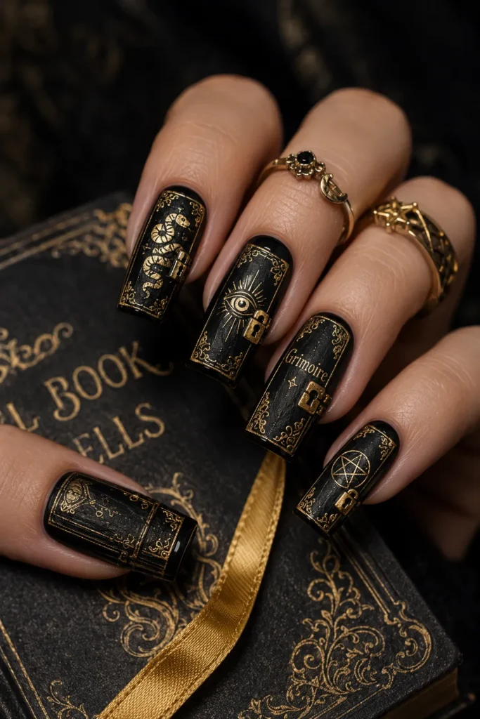 Gold Foil Grimoire Nails