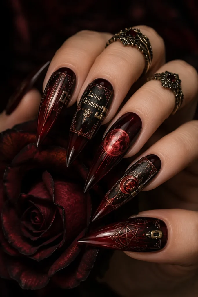 Blood Moon Spellbook Nails