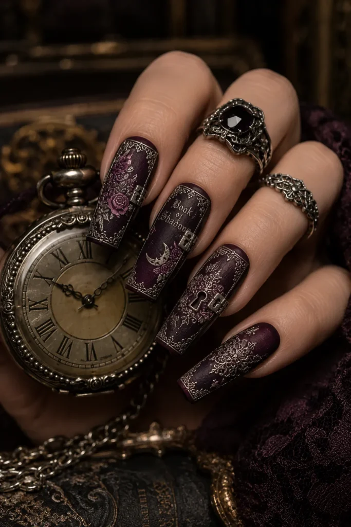 Victorian Witch Spellbook Nails