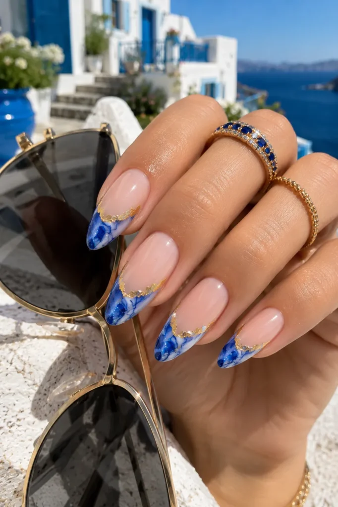 12. Greek Marble French Tips