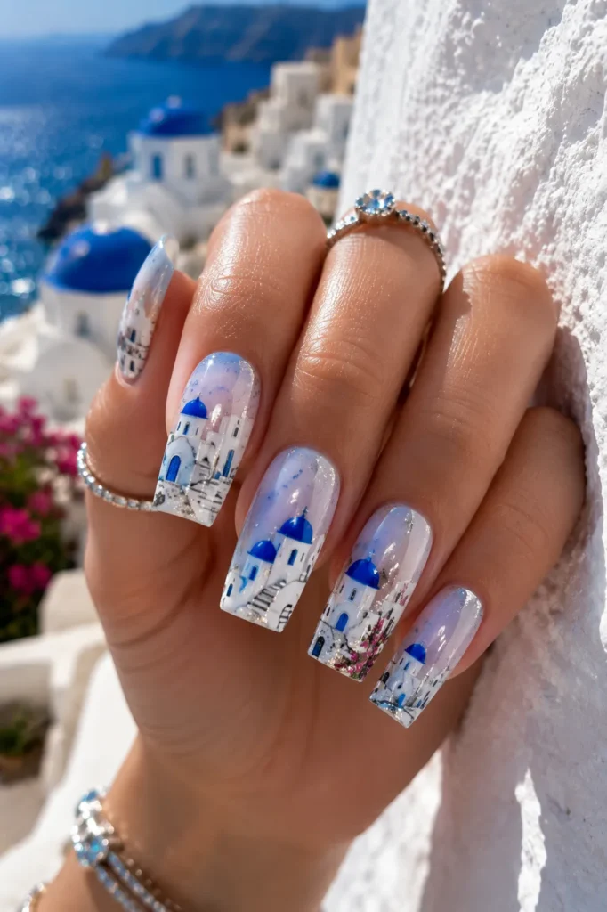  Whitewashed Village Nails