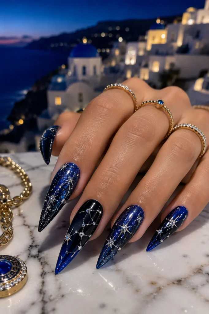  Aegean Night Sky Nails