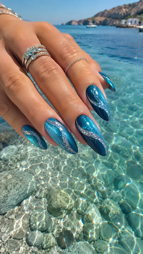 Aegean Blue & Silver Waves