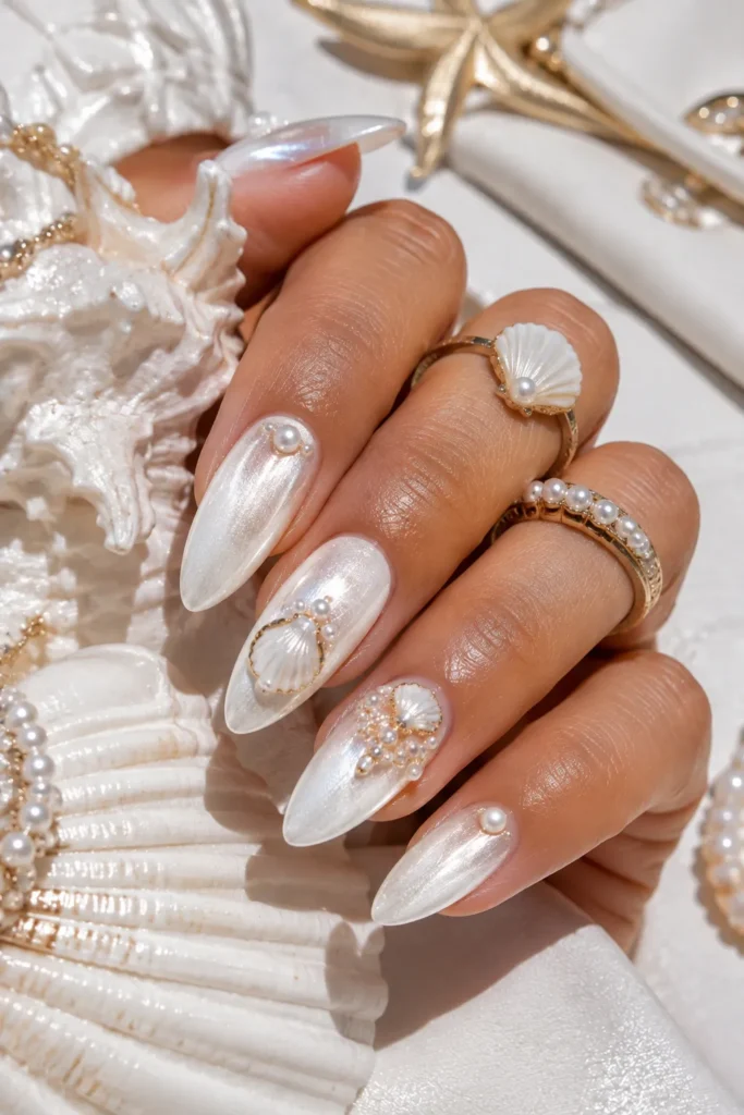 White Chrome Cat Eye Shells